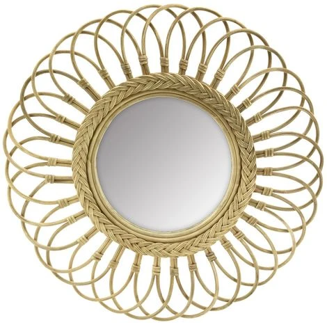 AUBRY GASPARD Miroir Marguerite En Moelle De Rotin 60 Cm Beige - Verre 3 AUBRY GASPARD Miroir Marguerite En Moelle De Rotin 60 Cm Beige - Verre
