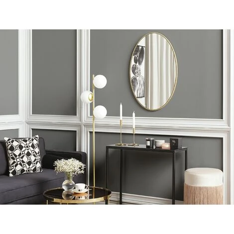 BELIANI Miroir En Bois D'ingénierie Doré 83x57 - Doré 4 BELIANI Miroir En Bois D'ingénierie Doré 83x57 - Doré – Image 2