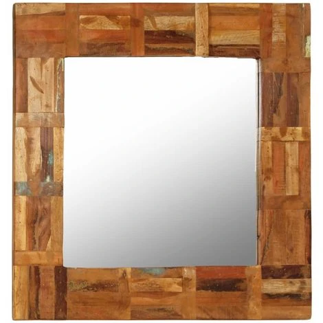 VidaXL Miroir Mural Bois De Recuperation Massif 60 X 60 Cm 4 VidaXL Miroir Mural Bois De Recuperation Massif 60 X 60 Cm – Image 2