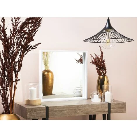 BELIANI Miroir En Plastique Blanc 50x50 - Blanc 4 BELIANI Miroir En Plastique Blanc 50x50 - Blanc – Image 2