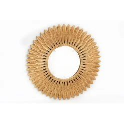 HEART OF THE HOME Miroir Métal Design Plume - Diam. 50 - Or