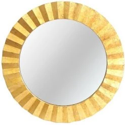 HEART OF THE HOME Miroir Rond En Métal Design Flora - Diam. 80 - Or