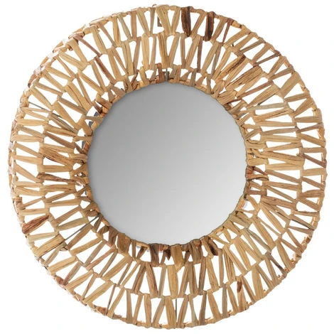 Miroir Tressé En Plantes Séchées Coloris Beige Moyen - Diamètre 45 Cm -PEGANE- 3 Miroir Tressé En Plantes Séchées Coloris Beige Moyen - Diamètre 45 Cm -PEGANE-