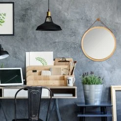 Relaxdays Miroir Rond à Accrocher, Lanière Réglable, En Bambou, Moderne, Couloir, Salle De Bain, ∅: 45 X 60 Cm, Naturel -Miroir Soldes Boutique 16245107 5