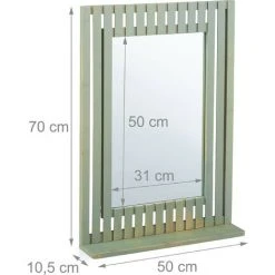 Relaxdays Miroir Mural En Bambou, Avec Rangement, Rectangulaire, Salle De Bain, Couloir, HLP: 70 X 50 X 10,5 Cm, Vert -Miroir Soldes Boutique 16277863 5