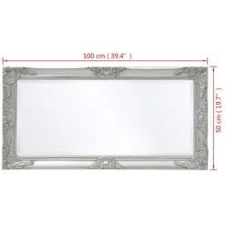 ASUPERMALL Miroir Mural Style Baroque 100 X 50 Cm Argente