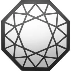 BELIANI Miroir En Bois D'ingénierie Noir 80x80 - Noir