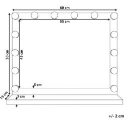 BELIANI Miroir De Table En Métal Blanc 50x60 - Blanc -Miroir Soldes Boutique 16955013 3