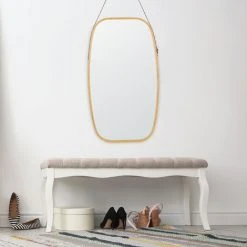 Relaxdays Miroir Ovale Mural Suspendu, Glace Décorative à Suspendre En Bambou, Chambre, Salon, HxL 76,5 X 43,5cm, Nature -Miroir Soldes Boutique 16960953 3