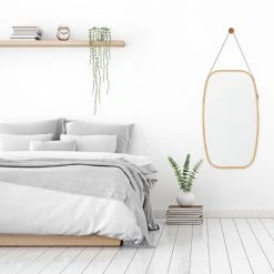 Relaxdays Miroir Ovale Mural Suspendu, Glace Décorative à Suspendre En Bambou, Chambre, Salon, HxL 76,5 X 43,5cm, Nature -Miroir Soldes Boutique 16960953 5