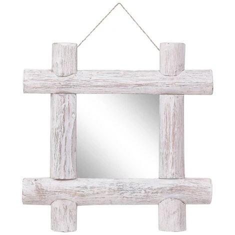 Miroir à Bûches Blanc 50x50 Cm Bois De Récupération Massif VidaXL 3 Miroir à Bûches Blanc 50x50 Cm Bois De Récupération Massif VidaXL