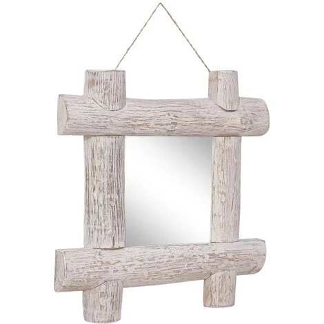 Miroir à Bûches Blanc 50x50 Cm Bois De Récupération Massif VidaXL 7 Miroir à Bûches Blanc 50x50 Cm Bois De Récupération Massif VidaXL – Image 5