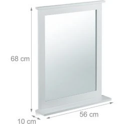 Relaxdays Miroir Mural Tablette Glace Décorative Rectangulaire, Chambre, Salle De Bains, Bambou, HLP 68x56x10 Cm, Blanc -Miroir Soldes Boutique 16986794 4