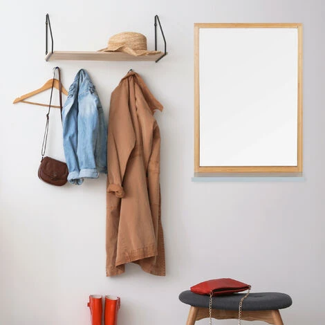 Relaxdays Miroir Mural Tablette, Glace Décorative Bois Rectangulaire, Entrée Salle De Bains, Bambou & MDF, Nature/gris 5 Relaxdays Miroir Mural Tablette, Glace Décorative Bois Rectangulaire, Entrée Salle De Bains, Bambou & MDF, Nature/gris – Image 3