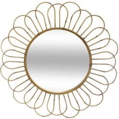 Atmosphera - Grand Miroir Mural En Métal Aspect Rotin D 72 Cm - Beige