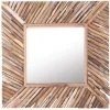 BELIANI Miroir En Bois Solide Bois Clair 60x60 - Bois Clair -Miroir Soldes Boutique 17500363 1