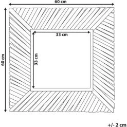 BELIANI Miroir En Bois Solide Bois Clair 60x60 - Bois Clair -Miroir Soldes Boutique 17500363 3
