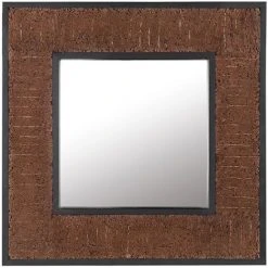BELIANI Miroir En Bois Solide Bois Foncé 60x60 - Bois Foncé