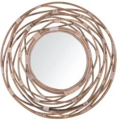 BELIANI Miroir En Rotin Marron 75x75 - Marron