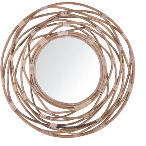 BELIANI Miroir En Rotin Marron 75x75 - Marron 3 BELIANI Miroir En Rotin Marron 75x75 - Marron