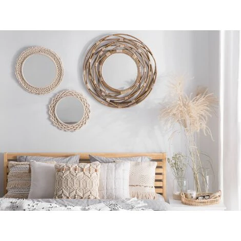 BELIANI Miroir En Rotin Marron 75x75 - Marron 4 BELIANI Miroir En Rotin Marron 75x75 - Marron – Image 2