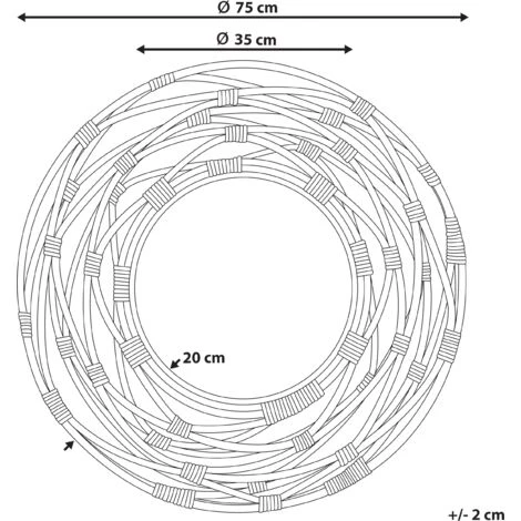 BELIANI Miroir En Rotin Marron 75x75 - Marron 5 BELIANI Miroir En Rotin Marron 75x75 - Marron – Image 3