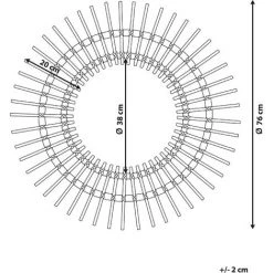 BELIANI Miroir En Rotin Beige 76x76 - Beige -Miroir Soldes Boutique 17553930 3