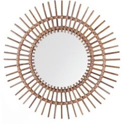 BELIANI Miroir En Rotin Marron 76x76 - Marron