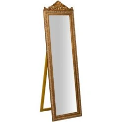 BISCOTTINI Miroir Au Sol Sur Pied L40xPR3xH140 Cm, Finition Dorée Antique