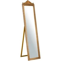 BISCOTTINI Miroir Au Sol Sur Pied L43xPR3xH178 Cm, Finition Dorée Antique