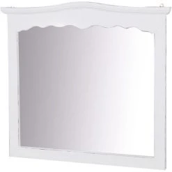 BISCOTTINI Miroir Mural à Accrocher En Bois Massif De Tilleul Finition Blanche Vieillie L90 X PR5 X H83 Cm Made In Italy
