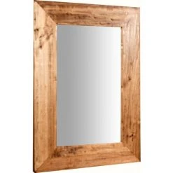 BISCOTTINI Miroir Mural à Accrocher Rectangulaire En Bois Massif De Tilleul Finition Naturelle L 50 X PR3 X H70 Cm Made In Italy