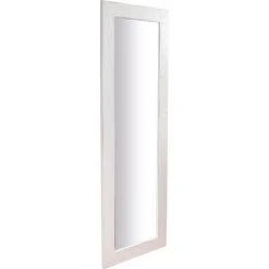 BISCOTTINI Miroir Mural à Accrocher Rectangulaire En Bois Massif De Tilleul Finition Blanche Patinée L60 X PR3 XH 180 Cm Made In Italy