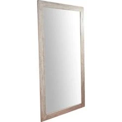 BISCOTTINI Miroir Mural à Accrocher Rectangulaire En Bois Massif De Tilleul Finition Crème L100 X PR3 X H200 Cm Made In Italy