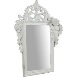 BISCOTTINI Miroir Mural à Accrocher Avec Finition Blanc Antique L50xPR8xH65 Cm