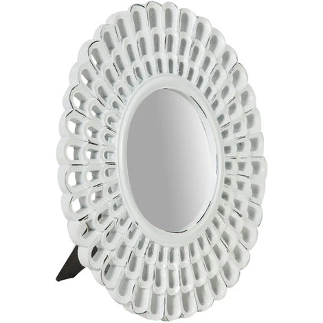 BISCOTTINI Miroir D'appui De Diam.21 X 2 Cm Finition Blanche Antique 3 BISCOTTINI Miroir D'appui De Diam.21 X 2 Cm Finition Blanche Antique