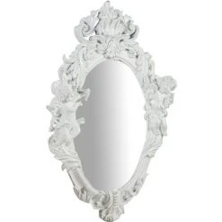 BISCOTTINI Miroir Mural à Accrocher Avec Finition Blanc Antique L37xPR6xH49 Cm