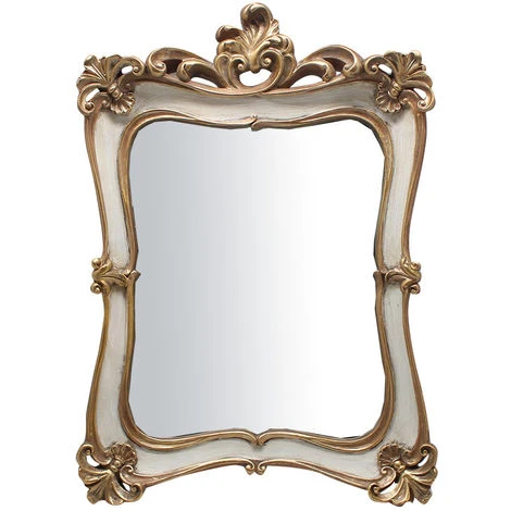 BISCOTTINI Miroir Avec Soutien Et Miroir Mural à Accrocher L26.5PRx4.5xH37.5 Cm, Doré/blanc Vieilli. 3 BISCOTTINI Miroir Avec Soutien Et Miroir Mural à Accrocher L26.5PRx4.5xH37.5 Cm, Doré/blanc Vieilli.