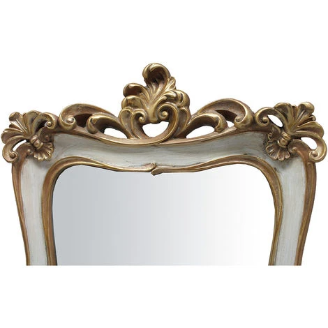 BISCOTTINI Miroir Avec Soutien Et Miroir Mural à Accrocher L26.5PRx4.5xH37.5 Cm, Doré/blanc Vieilli. 5 BISCOTTINI Miroir Avec Soutien Et Miroir Mural à Accrocher L26.5PRx4.5xH37.5 Cm, Doré/blanc Vieilli. – Image 3