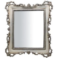 BISCOTTINI Miroir Avec Soutien Et à Accrocher Vertical/horizontal L31.5xPR3.5xH37 Cm Finition Argenté/blanc Antique