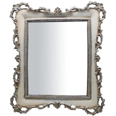 BISCOTTINI Miroir Avec Soutien Et à Accrocher Vertical/horizontal L31.5xPR3.5xH37 Cm Finition Argenté/blanc Antique 3 BISCOTTINI Miroir Avec Soutien Et à Accrocher Vertical/horizontal L31.5xPR3.5xH37 Cm Finition Argenté/blanc Antique