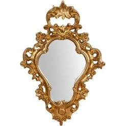 BISCOTTINI Miroir Mural à Accrocher En Bois Finition Feuille Or Vieilli Aux Dimensions L42 XPR5,5 XH62 Cm Made In Italy -Miroir Soldes Boutique 18529531 2