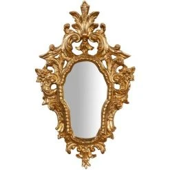 BISCOTTINI Miroir Mural à Accrocher En Bois Finition Feuille Or Vieilli Aux Dimensions Made In Italy -Miroir Soldes Boutique 18529533 2