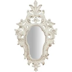 BISCOTTINI Miroir Mural à Accrocher En Bois Finition Blanche Vieillie Aux Dimensions Made In Italy -Miroir Soldes Boutique 18529534 2