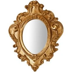 BISCOTTINI Miroir Mural à Accrocher En Bois Finition Feuille Or Vieilli Aux Dimensions L32 XPR3,5 XH38 Cm Made In Italy