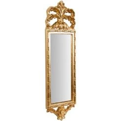 BISCOTTINI Miroir Mural à Accrocher En Bois Finition Feuille Or Vieilli Aux Dimensions L19 XPR3 XH65 Cm Made In Italy