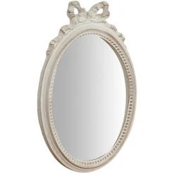 BISCOTTINI Miroir Mural à Accrocher En Bois Finition Blanche Vieillie Aux Dimensions L22 XPR2,5 XH32 Cm Made In Italy