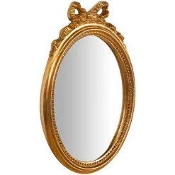 BISCOTTINI Miroir Mural à Accrocher En Bois Finition Feuille Or Vieilli Aux Dimensions L22 XPR2,5 XH32 Cm Made In Italy