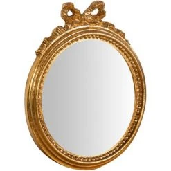BISCOTTINI Miroir Mural à Accrocher En Bois Finition Feuille Or Vieilli Aux Dimensions L25 XPR2,5 XH29 Cm Made In Italy