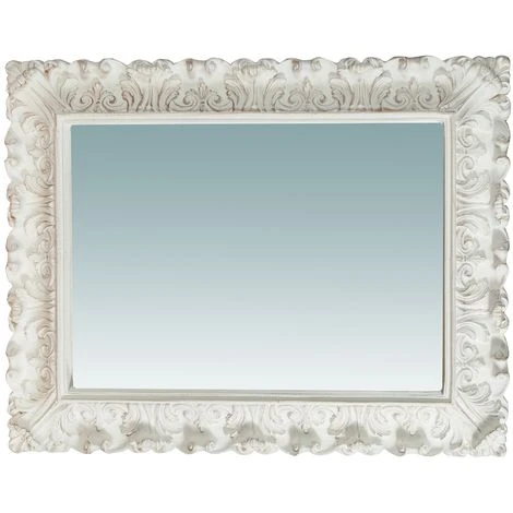 BISCOTTINI Miroir Mural à Accrocher En Bois Affichage Verticale/horizontale Finition Feuille Blanche Vieilli Aux Dimensions L76 Xpr6 X Cm 5 BISCOTTINI Miroir Mural à Accrocher En Bois Affichage Verticale/horizontale Finition Feuille Blanche Vieilli Aux Dimensions L76 Xpr6 X Cm – Image 3